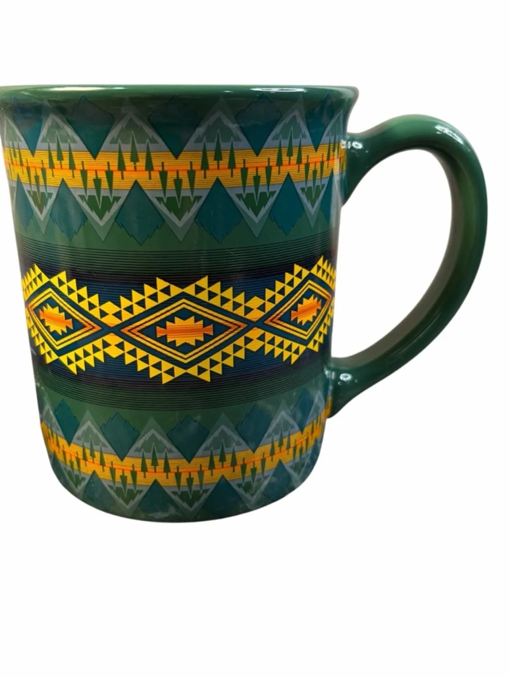 PENDLETON GREEN SOUTHWEST PRINT COFFEE MUG 12 OZ